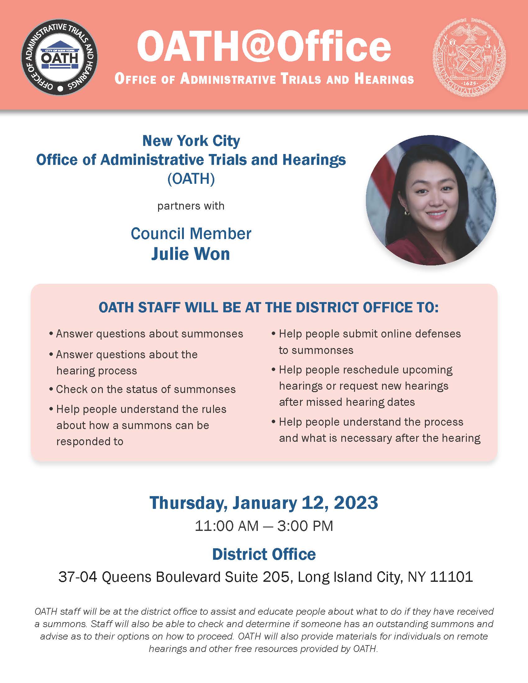 NYC Government Publication OATHOffice (January 12, 2023) ID